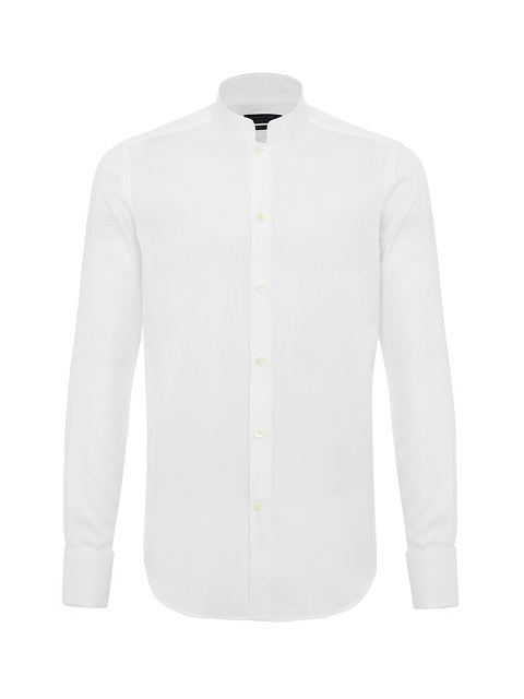 Mandarin Collar Cotton Pique Shirt 