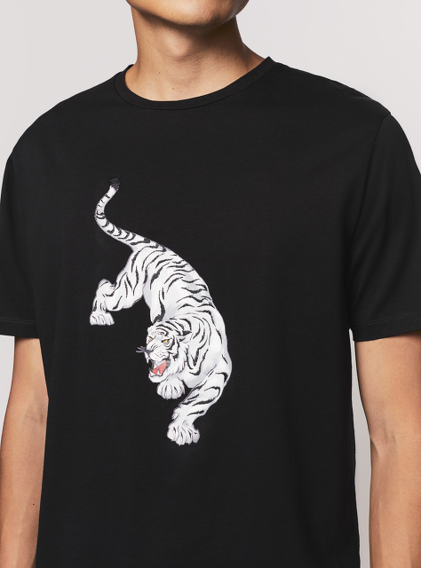 Embroidered Tiger Print T-shirt