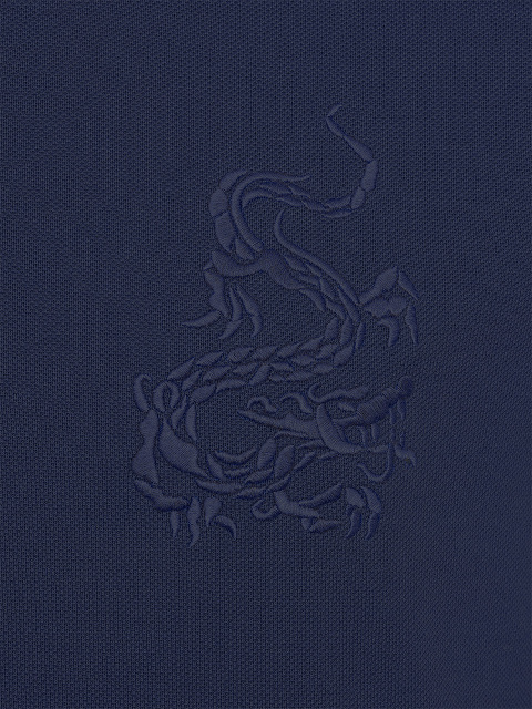 Dragon Embroidery Mandarin Collar Polo Shirt