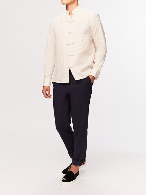 Contrast Stitching Tailored Trousers