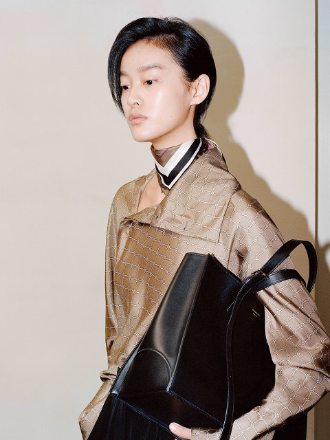 Yuni Ahn for Shanghai Tang Silk Lattice Split Qipao Collar Blouse