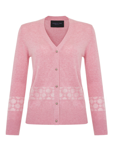 Window Jacquard Fitted Cotton Cashmere Cardigan