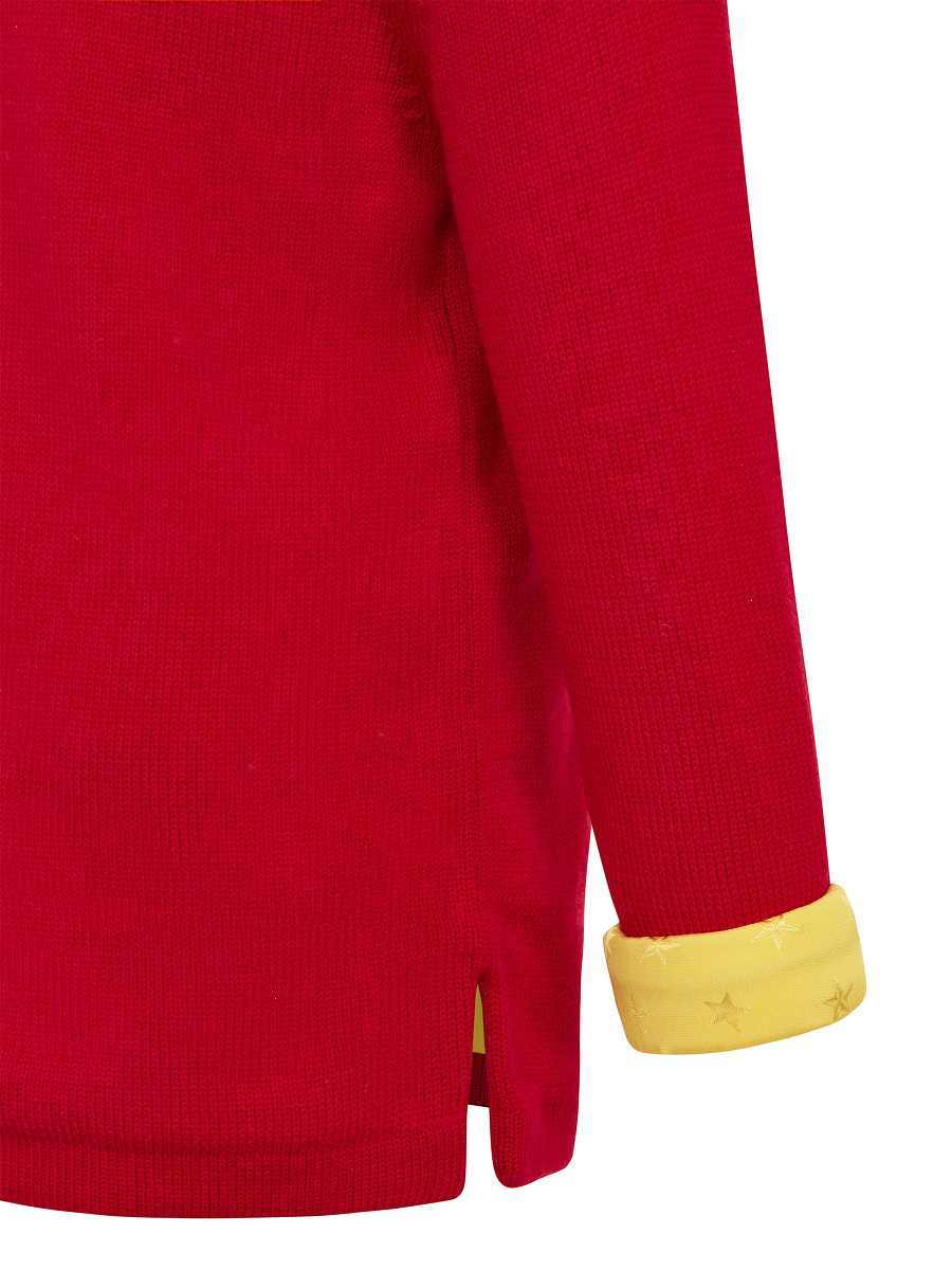 Kids Wool Sweater with Star Jacquard Silk Lining