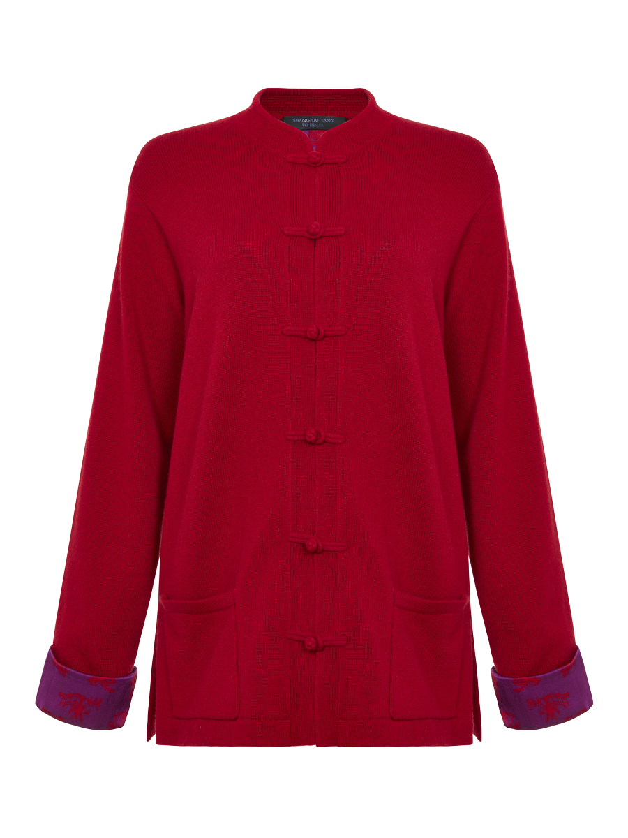 Cashmere-silk Cardigan with Chinoiserie Silk Lining