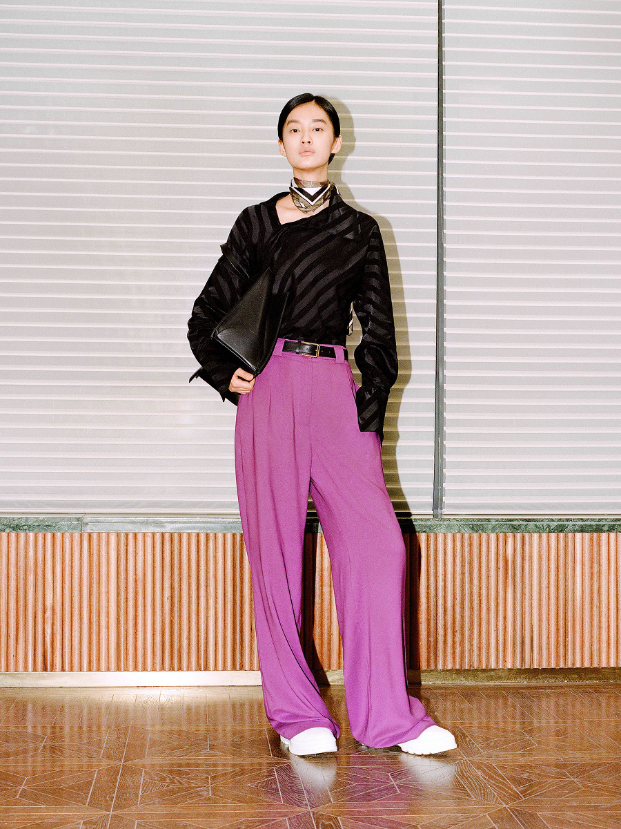 Yuni Ahn for Shanghai Tang Silk Pleated Palazzo Pants