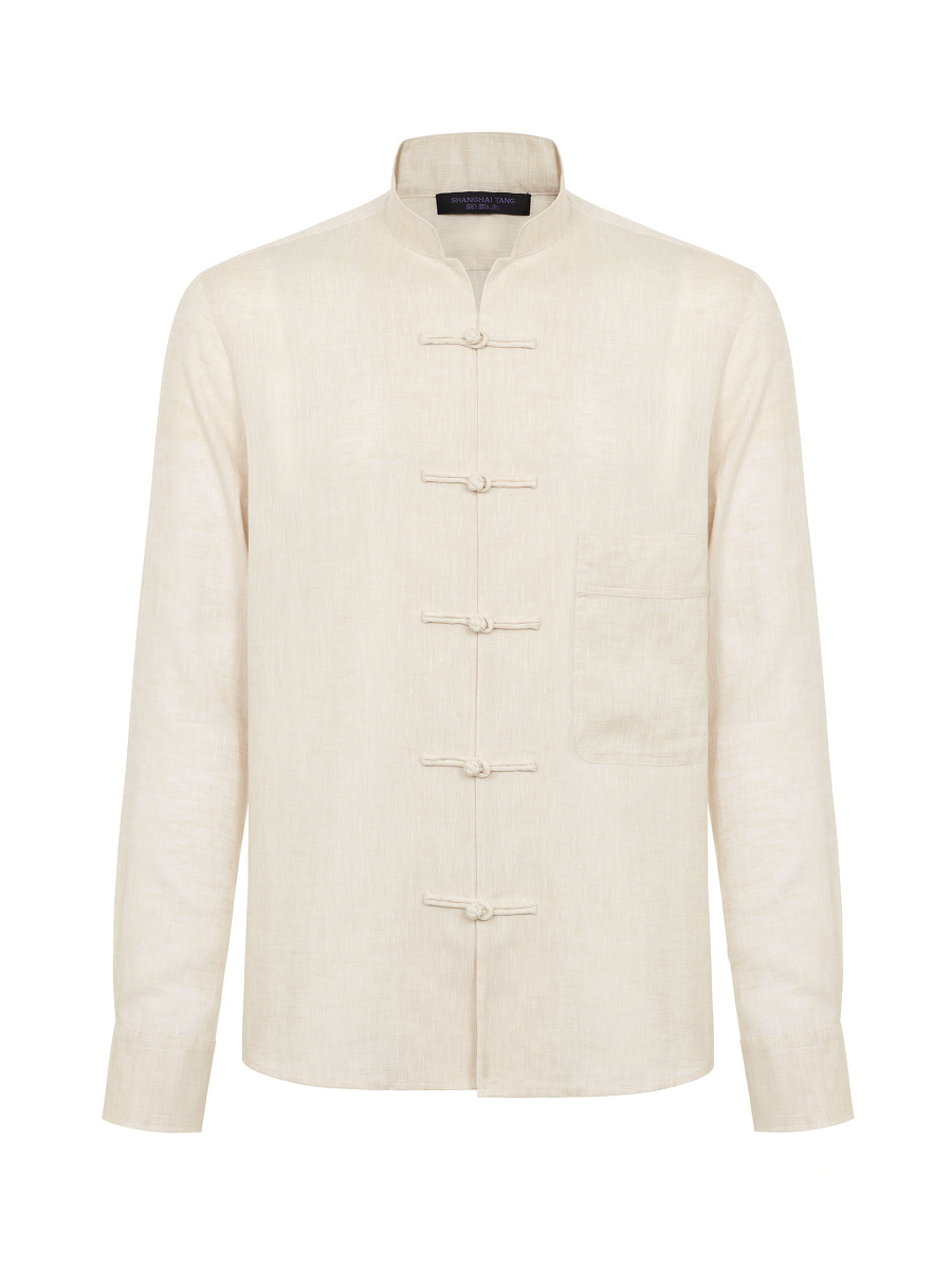Linen Tang Shirt Jacket with Frog Buttons