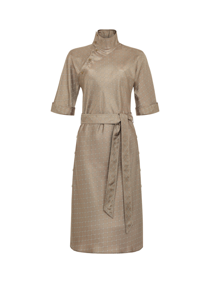 Yuni Ahn for Shanghai Tang Silk Lattice Split Qipao Collar Dress