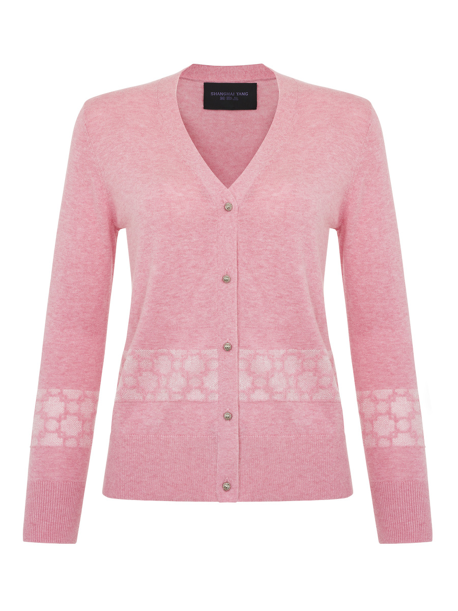 Window Jacquard Fitted Cotton Cashmere Cardigan
